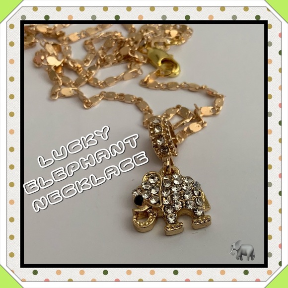 Jewelry - 🆕✅ GOLD RHINESTONE LUCKY ELEPHANT NECKLACE